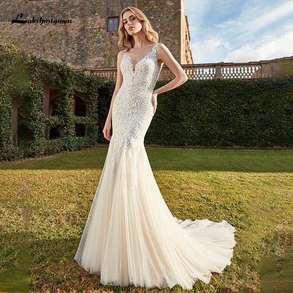 

2021 new arrival mermaid es robe mariee v neck embroidery appliques wedding gowns vestidos de noiva u0v5, White