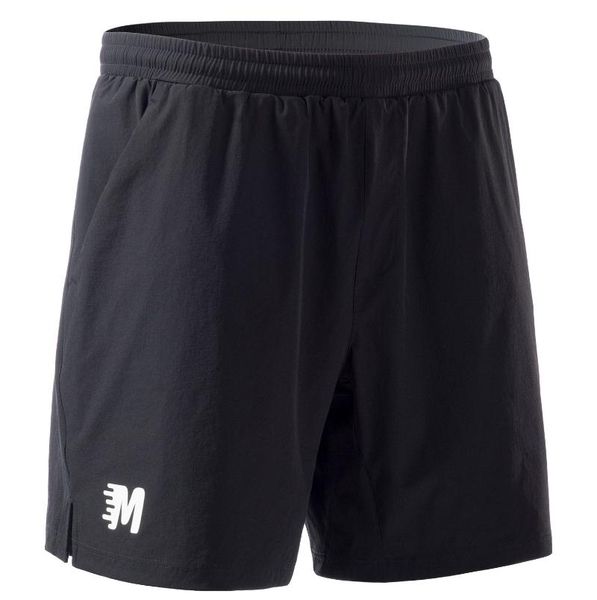 

running shorts my kilometre men's 6.5" linerless with media pockets athletic workout training performance, Black;blue