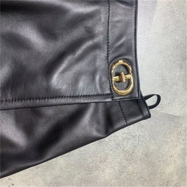 

2021 genuine new royal fashion sheep's leather skirt g32 doc3, Black