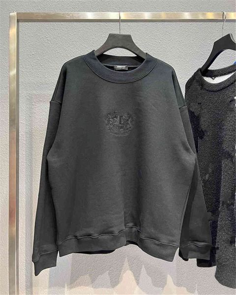 

men's hoodies & sweatshirts high version 21fw autumn and winter front letter printing lion laurel fleece round neck paris sweater for m, Black