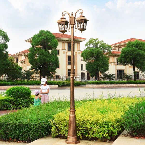 

2021 new 2m in the air garden proof dwaterproof water square villa high yard lighting european street 2/3 heads led scenery road 0f1k