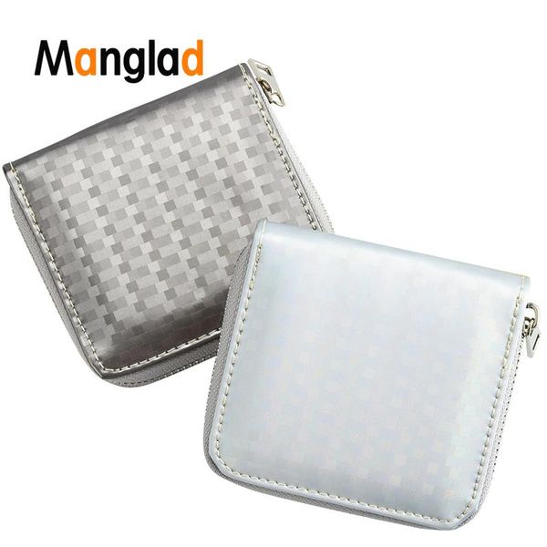 

wallets manglad 2021 western style laser grid women's wallet pu leather coin purse bow female zipper clutch casual short money pocket, Red;black