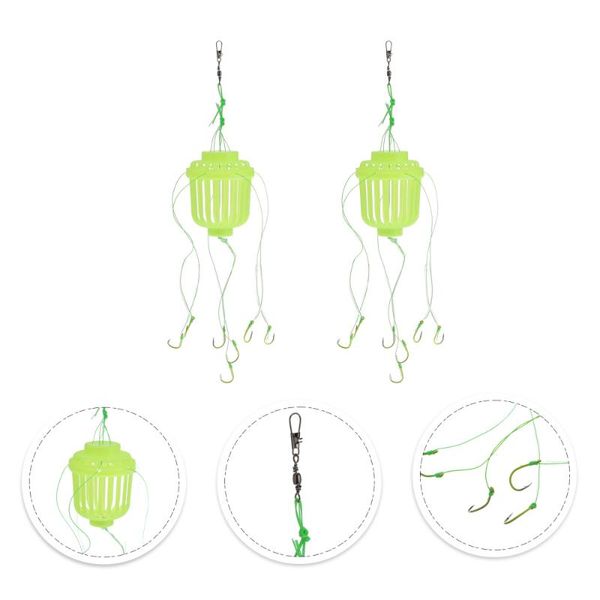 

fishing hooks 2 pcs lure trap hook noctilucent carp feeder tackle basket