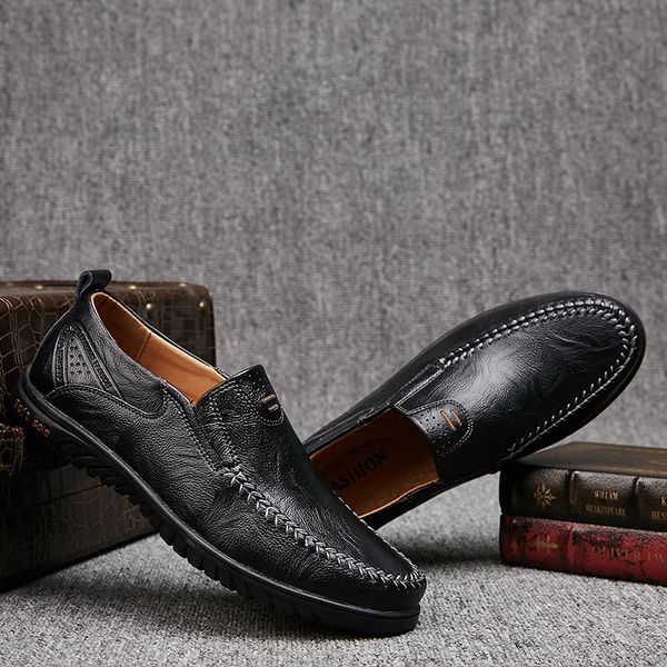 

italian mens shoes casual brands genuine leather men loafers luxury moccasins breathable slip on boat shoes plus size, Red;white