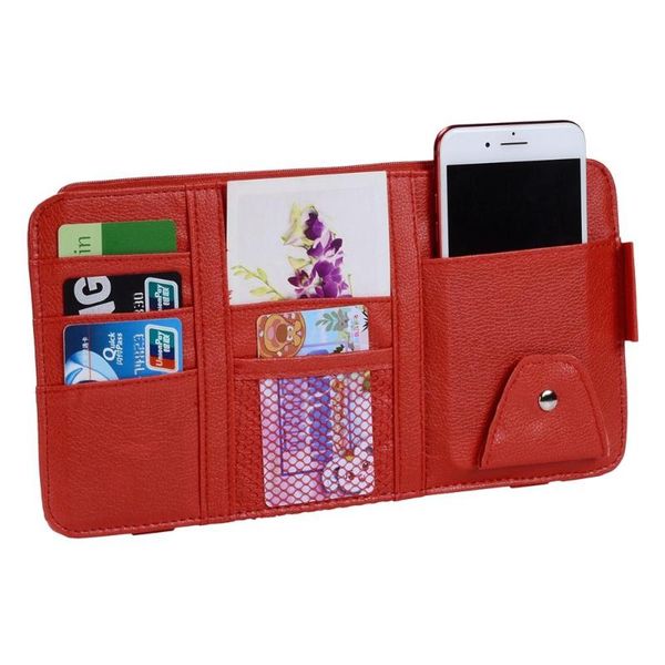 

car organizer sunshade automobile interior sun visor storage bag with card slots sunglass clip phone holder