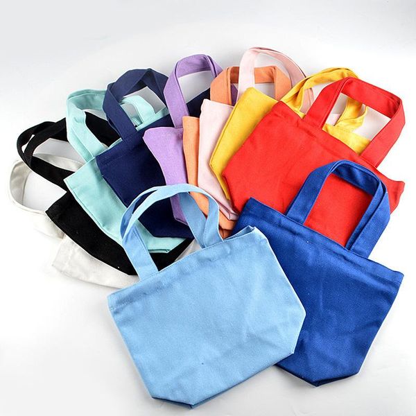 

storage bags 1pc cotton canvas simple shopping foldable handbag girls fashion solid color life large capacity tote