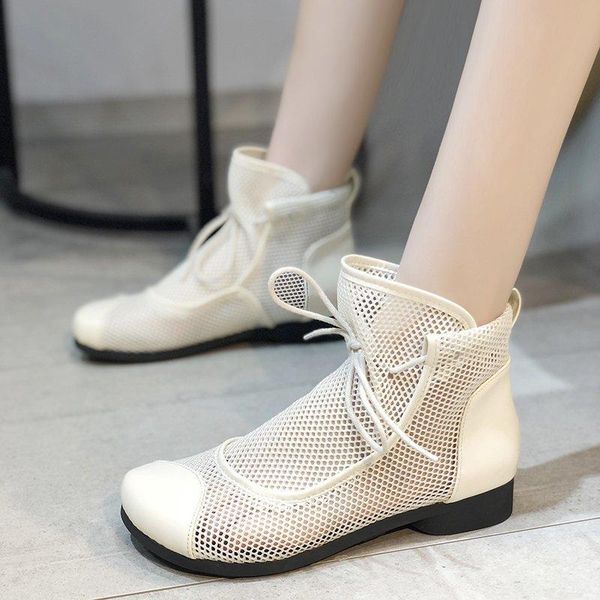 

boots 2021 summer women ankle handmade lace up hollow out sandals, Black