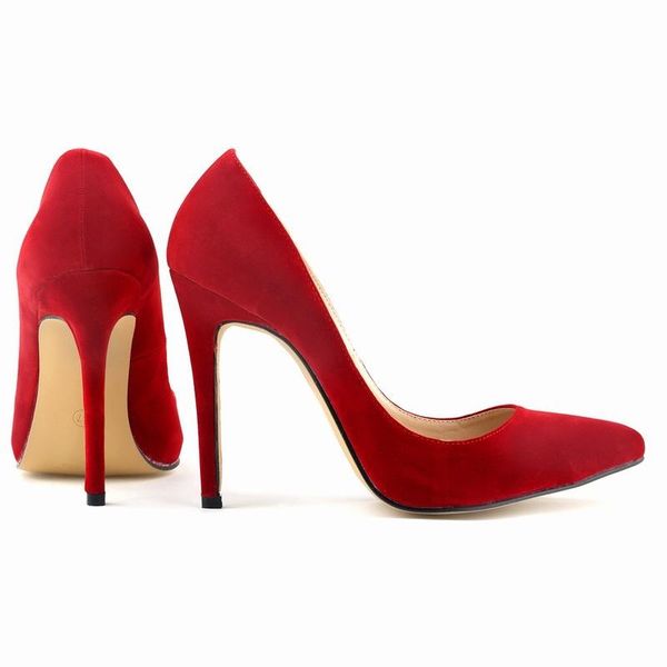 

dress shoes classic pointed toe high heels women's pumps wedding 12 colors big size 35-42 fashion thin flock, Black