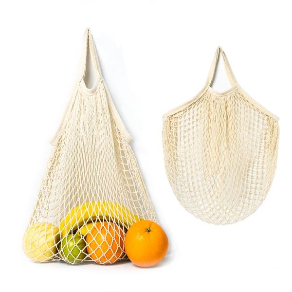 

storage bags beige organic cotton mesh tote bag reusable market grocery shopping fruit net