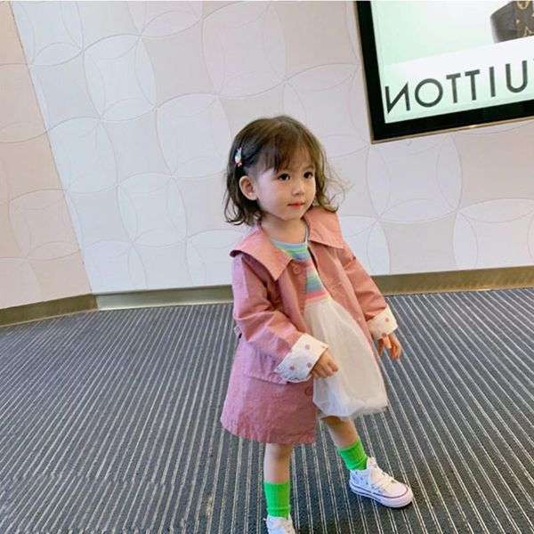 

coat girls baby's windbreaker jacket outwear 2021 graceful spring autumn overcoat school sport cardigan children's clothing, Blue;gray