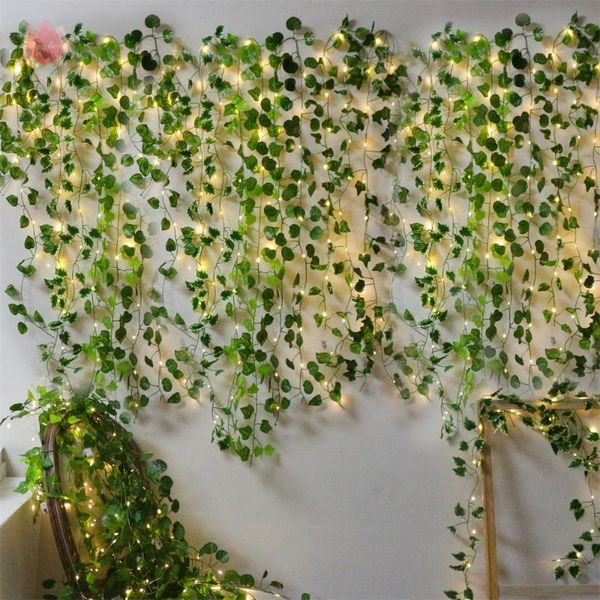 

decorative flowers & wreaths led string lights home wedding room decor artificial ivy leaf garland plants diy vine fake foliage creeper gree