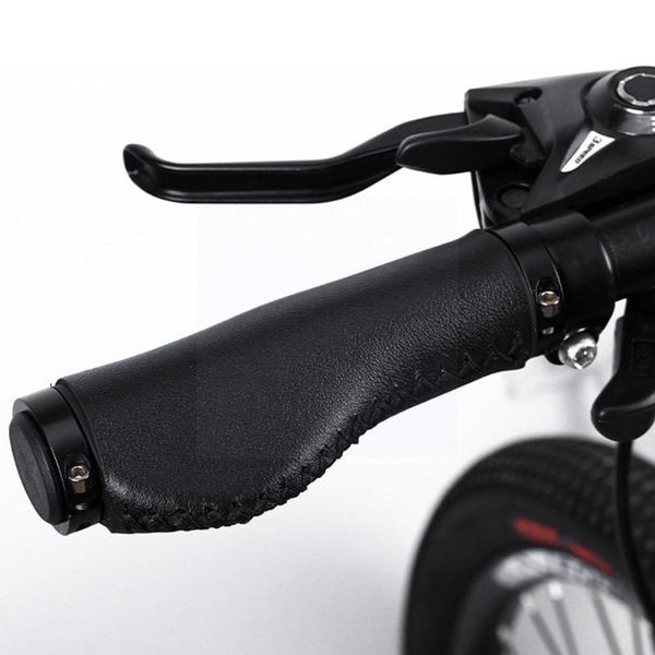 

bike handlebars &components bicycle bilateral locking grip wear-resistant leather cover handlebar accessories non-slip mountain bi m0c7