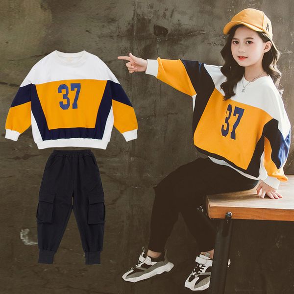 

2021 new girls sport shredded girls'clothing sweatpants + cargo pants 2 school clothes for teenage children 8 10-12y 5ih7, White