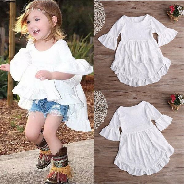 

white ruffled cotton outfits dress blouse 1pcs kids children baby girls clothing pretty elegant princess clothes, White;black