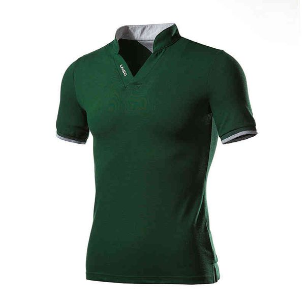 

men's stand collar short sve polo shirt slim fit neckline letter printing solid color casual short sve t-shirt, White;black