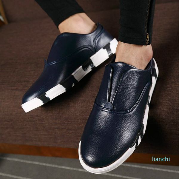 

men's breathable fashion business casual flat shoes, Black