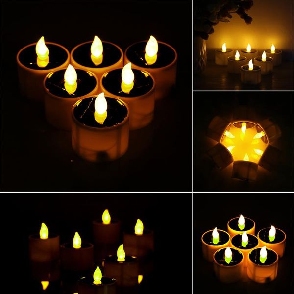 

6pcs led candles light solar powered led candles flameless electronic solar lights christmas wedding decoration lamp