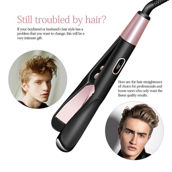 

2-in-1 hair curler and hair straightener flat iron perming&straight curl and straight confidence beach wave curling iron wand