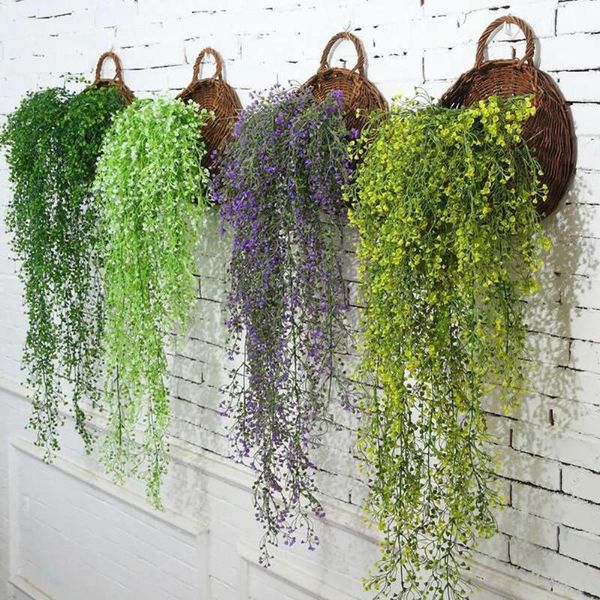 

85cm artificial hanging plants fake golden bell rattan flowers artificial hanging plant for home garden wall decoration
