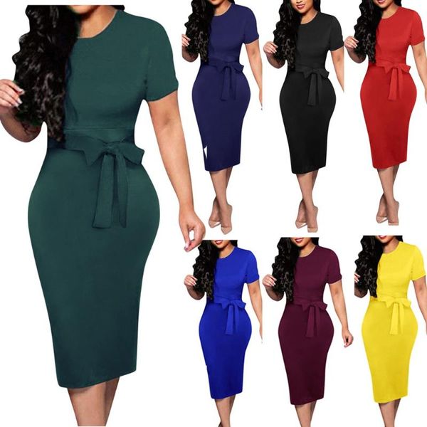 

women dresses fashion lady elegant nightclub dresses short sleeve clothes ladies outfits beach pure color dress ropa mujer, Black