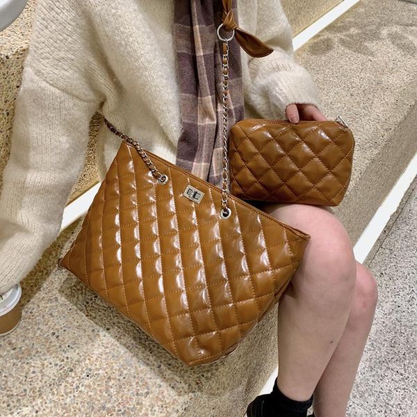 

shoulder bags large lattice chain casual tote for women luxury designer leather set bag lady big shopper crossbody grand sac