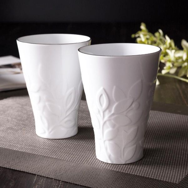 

mugs european style white emboss for wine whisky creative ceramic alcohol cups porcelain beer mug with gift box wholesale price