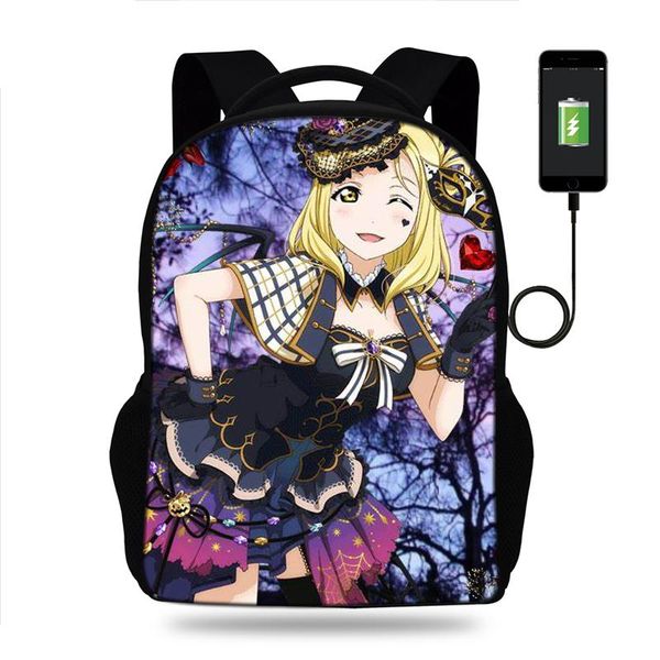 

school bags 17inch fashion backpacks student mari ohara for girls teenager usb charge computer lapbackpack