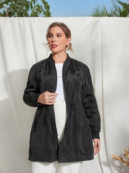 

plus size outerwear & coats 2021 women's autumn winter coat 4xl female long sleeve casual trench big jackets women clothes, Black