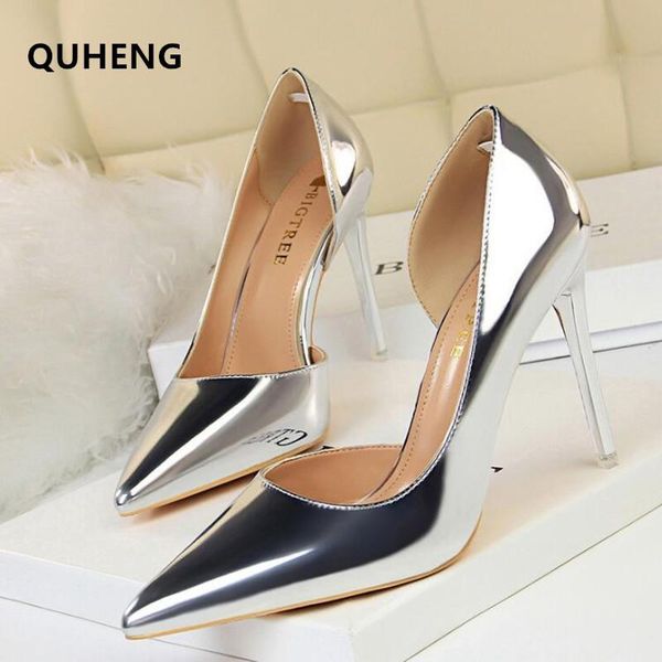 

dress shoes 2021 fashion delicate high heel side hollow pointed women pumps black patent leather toe stiletto a026