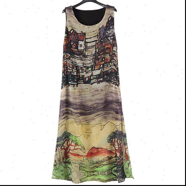 

women summer dresses 2021 summer new large size house pattern sleeveless split bohemian maxi dress wholesale vestidos wsp9499, Black;gray