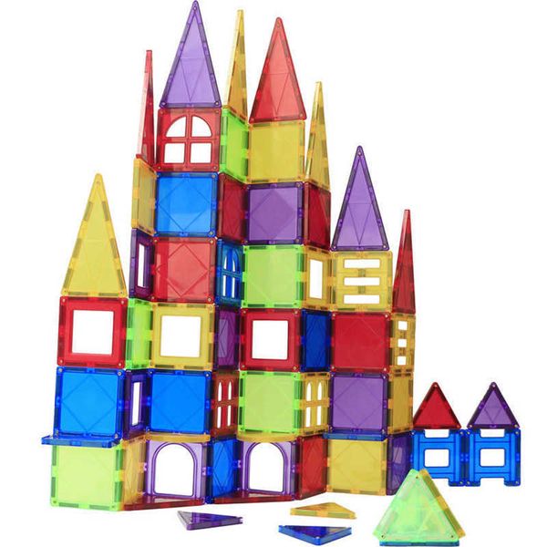 Magnetismo 32-70PCS Blocos Magnéticos Desenhista Magnético Conjunto de Construção Modelo de Construção de Construção Ímãs DIY Tijolos Brinquedos Educativos para Crianças q0723