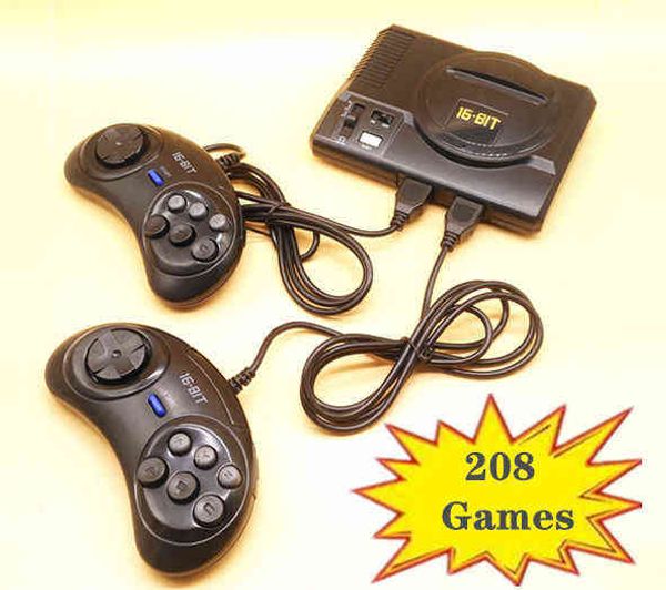 

for sega megadrive 16 bit games with 208 different built-in games two gamepads av out 2021 new retro mini tv video game console h1112