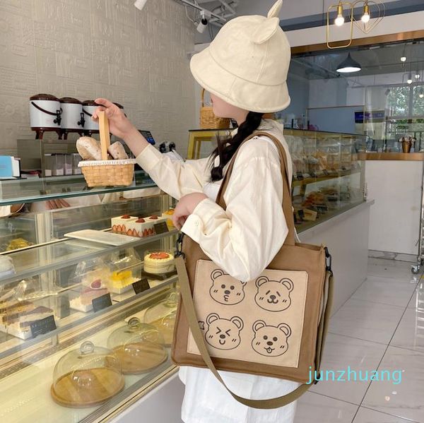 HBP Fashion Bags Japanese Cute Soft Funny Personality Print Four Bear Sister Student Borsa a tracolla in tela