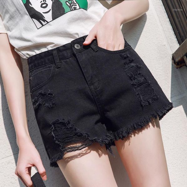 

women's shorts women summer euro style high waist denim jeans mini short street wear korean fashion plus size clothe, White;black