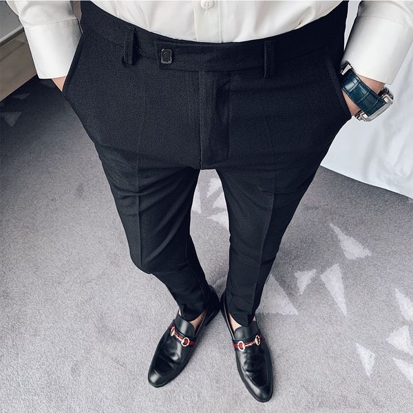 

classic gray black deal wearing men's social wedding suit skinny casual man pants streetwear pantalon homme c6zu