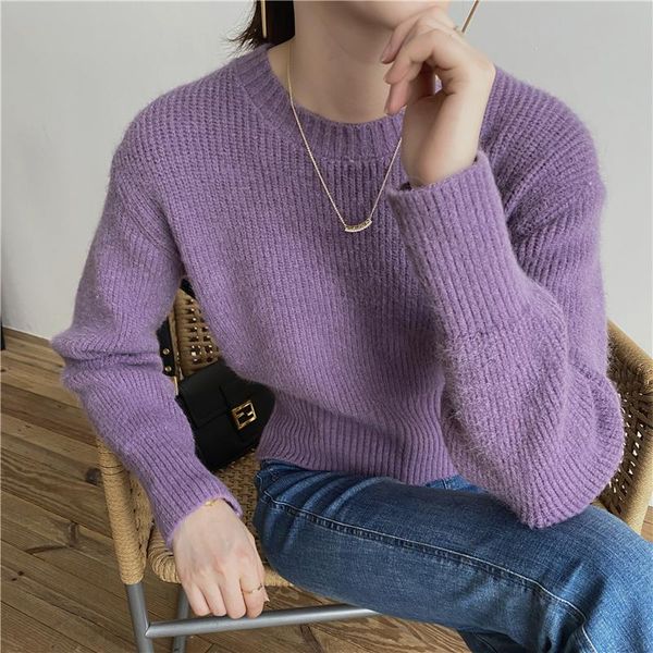 

hzirip 2021 new spring autumn basic short pullover warm winter bottoming sweater women elegant knitted sweaters 10 color, White;black