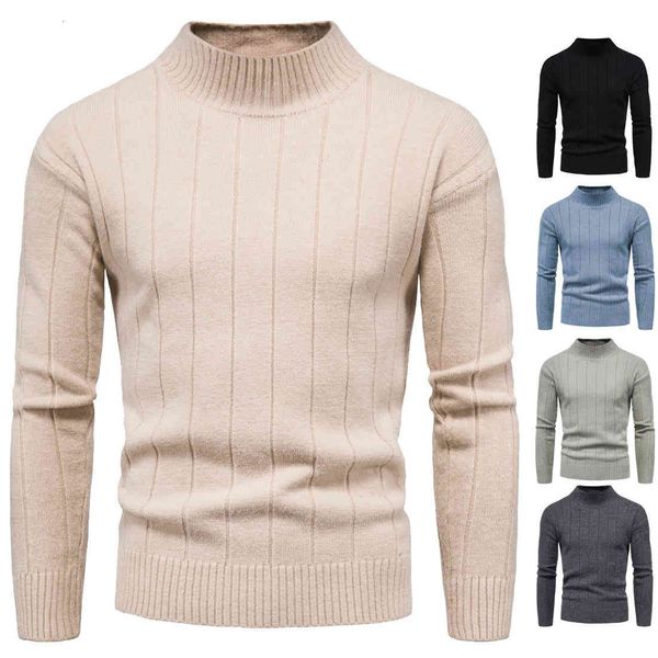 

sweater knit autumn men's t shirt half high collar striped long sleeve bottom coat ym058, White;black