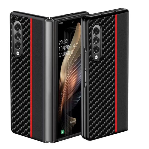 Custodie per cellulari in PC rigido in pelle sintetica in fibra di carbonio stile business per Samsung Galaxy Z Fold 3