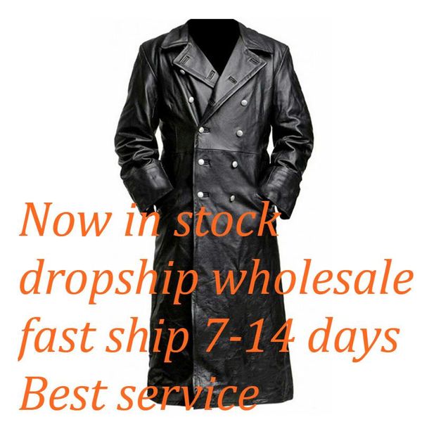 

men's fur & faux autumn and winter vintage leather medieval jacket, Black