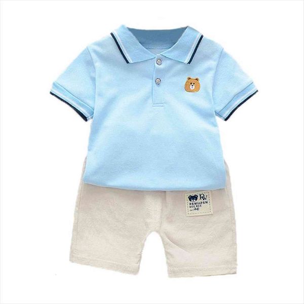 

boy baby sets summer short sleeve pant 2pcs toddler clothing bear polo t shirt sport suits kids clothes 1, White