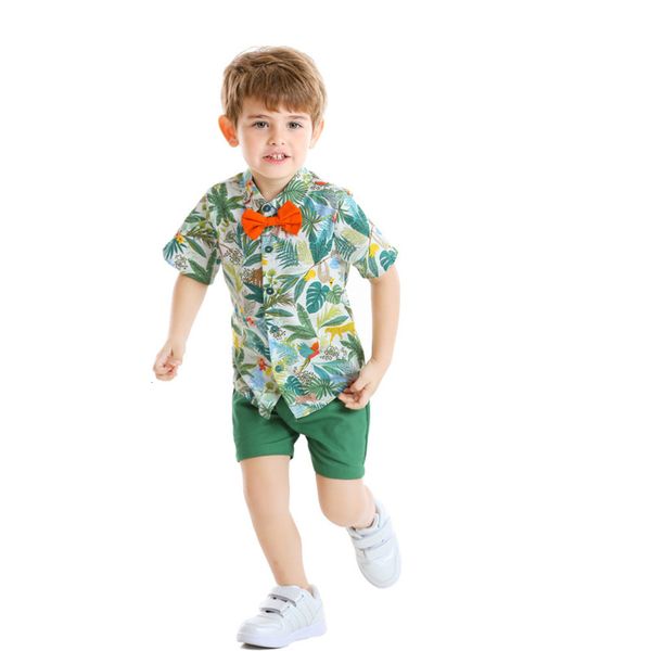 

beach children's holiday style suit boys' coconut print short sleeve shirt shorts, White