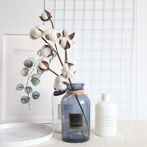 

naturally dried cotton flowers artificial plants floral branch for wedding party decorations fake flowers home artificial decor