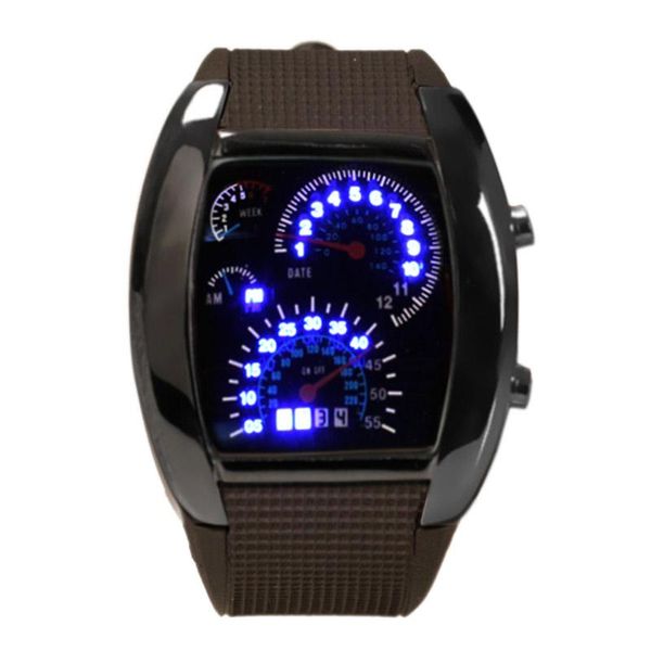 

wristwatches men military led backlight digital quartz wristwatch sports watch rubber band adjustable brightness d88, Slivery;brown