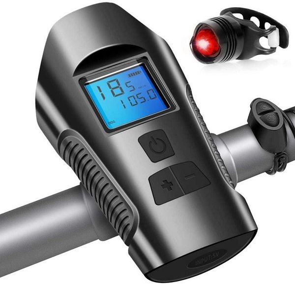 

bike lights usb charging, battery display front light + horn bell computer bicycle