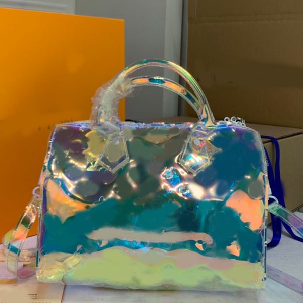 

travelling bag large capacity handbag tote bags fashion pvc transparent colorful clear zipper women purse3wbl