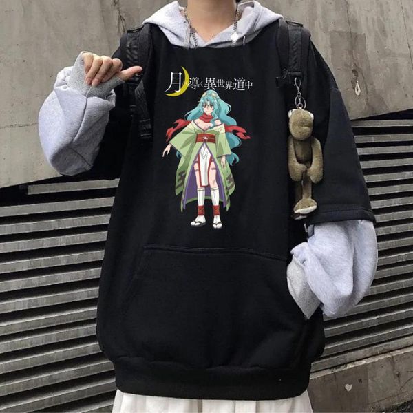 

men's hoodies & sweatshirts anime hoodie tsukimichi moonlit fantasy fashion pullovers long sleeves hip hop winter, Black