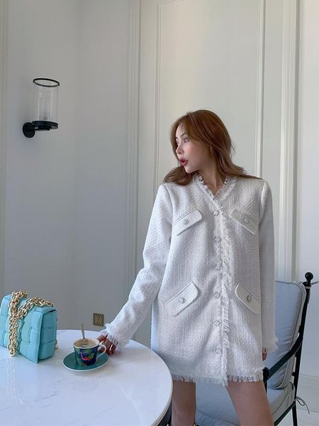 

women's blouses & shirts peach small coarse tweed fur fringed single breasted coat girl, White