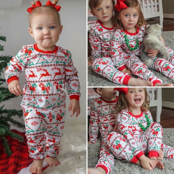 

christmas baby spring autumn clothing xmas toddler baby girl boy long sleeve romper pajamas sleepwear outfits xmas clothes, White