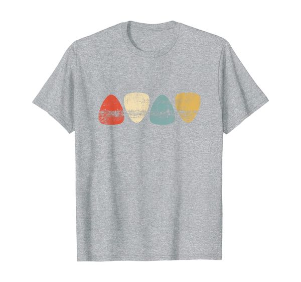 

vintage guitar pick retro guitarists bassist gifts t-shirt, White;black