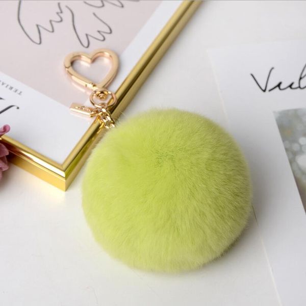 

luxury fluffy real rex rabbit fur ball pompom keychain metal ring pendant bag charm, Silver